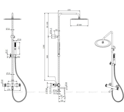 Душевая система Allen Brau Priority с термостатом и изливом графит брашированный 5.31T10-MG