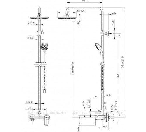 Душевая стойка со смесителем без излива Bravat Opal-C F9125183CP-A1-RUS