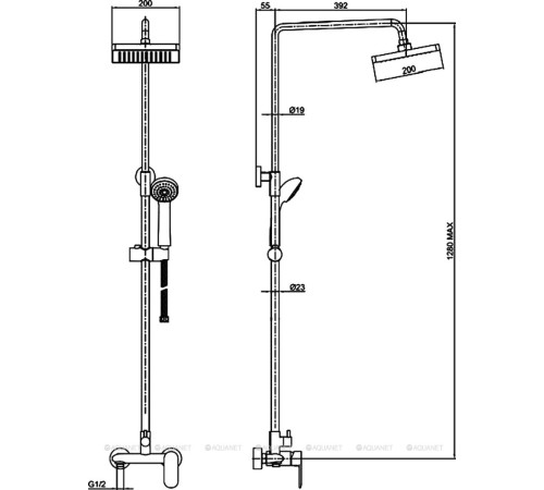 Душевая стойка со смесителем без излива Bravat Opal F9125183CP-A-RUS