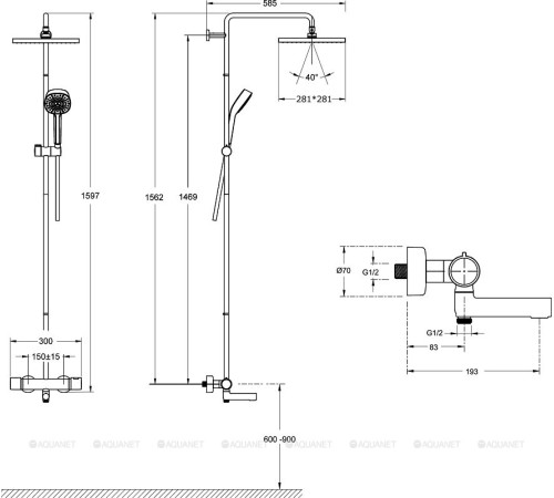 Душевая стойка с термостатом Jacob Delafon Atom хром E26237-CP