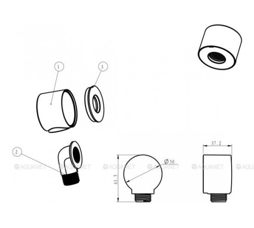 Смеситель встраиваемый с верхним и ручным душем Aquanet Static 2.11 00257167