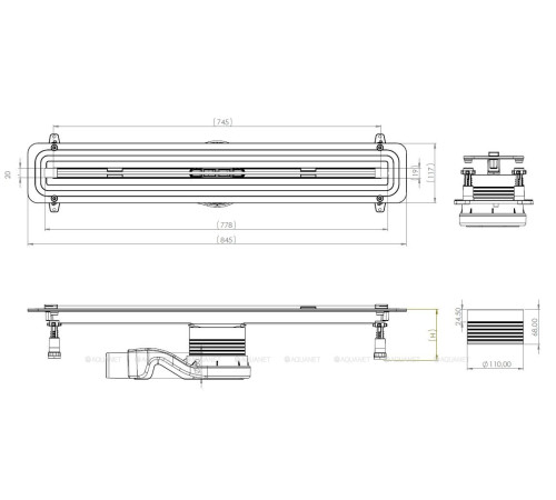 Трап линейный Allen Brau Liberty slim вставка нержавеющая сталь 750 мм 9.50001.SS