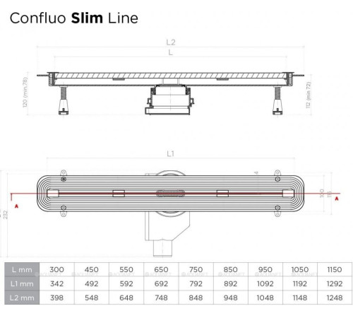 Душевой лоток Pestan Confluo Slim Line 550+ 13100026