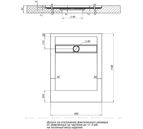 Душевой поддон Aquanet Delight NEW 1200х900х30 мм серый камень без сифона 00260111