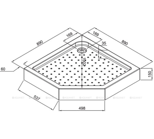 Душевой поддон Aquanet Bright 900х900 мм пентагональный белый AE90-P-90x90-TRAY