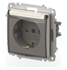 Розетка с заземлением и со шторкой, без рамки с крышкой Elbi Eleсtriс Zena Vega 609-010200-219