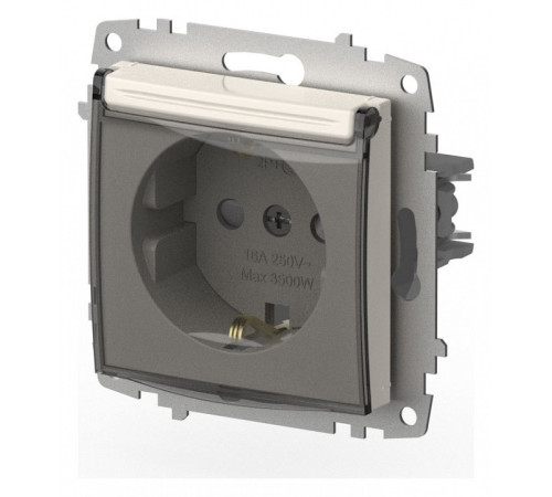 Розетка с заземлением и со шторкой, без рамки с крышкой Elbi Eleсtriс Zena Vega 609-010200-219