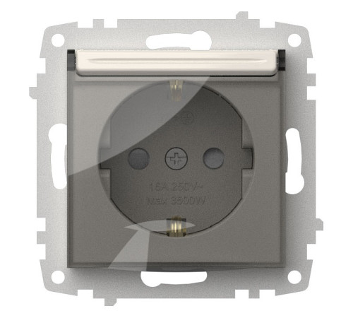 Розетка с заземлением и со шторкой, без рамки с крышкой Elbi Eleсtriс Zena Vega 609-010200-219