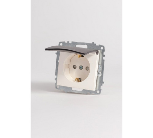 Розетка с заземлением и со шторкой, без рамки с крышкой Elbi Eleсtriс Zena Vega 609-010200-219