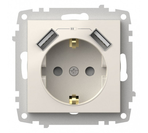 Розетка с заземлением и со шторкой и 2хUSB type A, без рамки Elbi Eleсtriс Zena Vega 609-010200-317