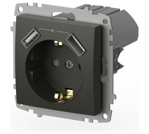 Розетка с заземлением и со шторкой и 2хUSB type A, без рамки Elbi Eleсtriс Zena Vega 609-011100-317