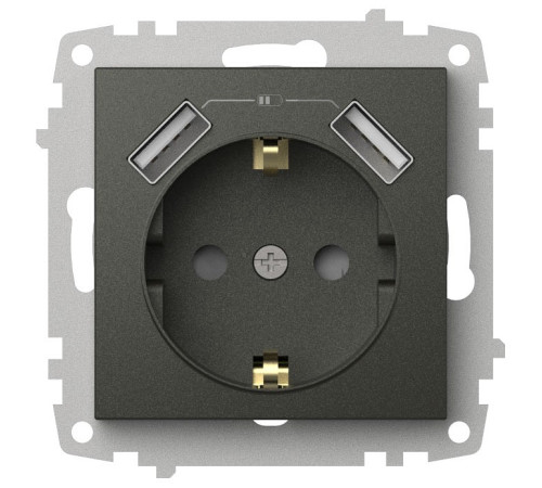 Розетка с заземлением и со шторкой и 2хUSB type A, без рамки Elbi Eleсtriс Zena Vega 609-011100-317