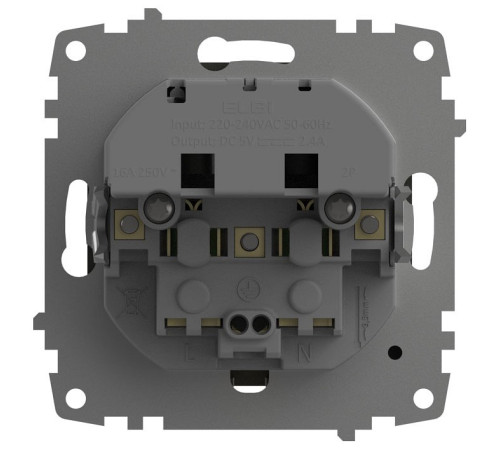 Розетка с заземлением и со шторкой и 2хUSB type A, без рамки Elbi Eleсtriс Zena Vega 609-011100-317