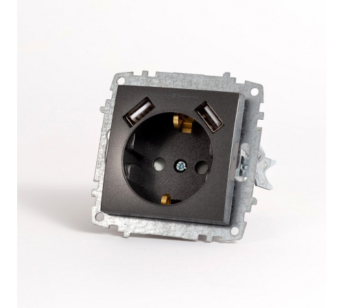 Розетка с заземлением и со шторкой и 2хUSB type A, без рамки Elbi Eleсtriс Zena Vega 609-011100-317