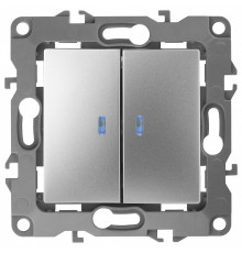 Выключатель двухклавишный с подсветкой без рамки Эра Эра 12 12-1004-06