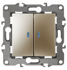 Выключатель двухклавишный с подсветкой без рамки Эра Эра 12 12-1004-06