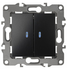 Выключатель двухклавишный с подсветкой без рамки Эра Эра 12 12-1004-06