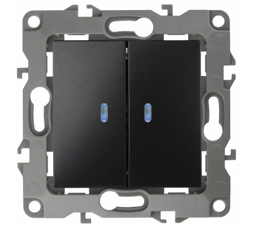 Выключатель двухклавишный с подсветкой без рамки Эра Эра 12 12-1004-06