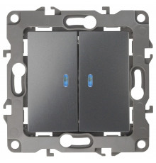 Выключатель двухклавишный с подсветкой без рамки Эра Эра 12 12-1105-12
