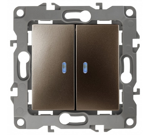 Выключатель двухклавишный с подсветкой без рамки Эра Эра 12 12-1105-13
