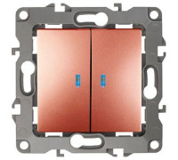 Выключатель двухклавишный с подсветкой без рамки Эра Эра 12 12-1105-14