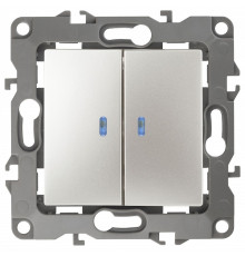Выключатель двухклавишный с подсветкой без рамки Эра Эра 12 12-1105-15