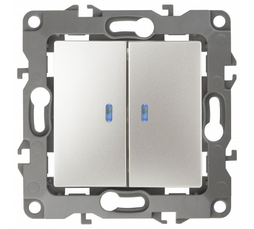 Выключатель двухклавишный с подсветкой без рамки Эра Эра 12 12-1105-15