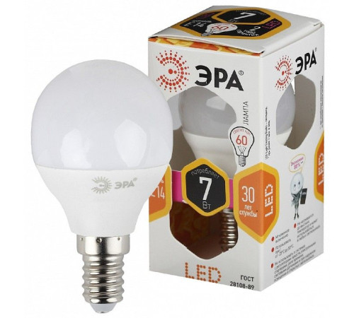 Лампа светодиодная Эра Стандарт LED P45-7W-827-E14