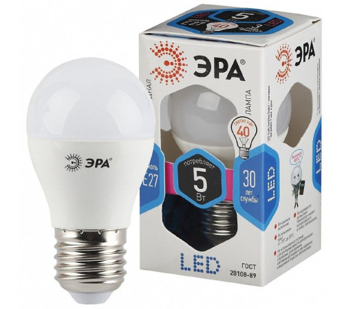 Лампа светодиодная Эра Стандарт LED P45-5W-840-E27