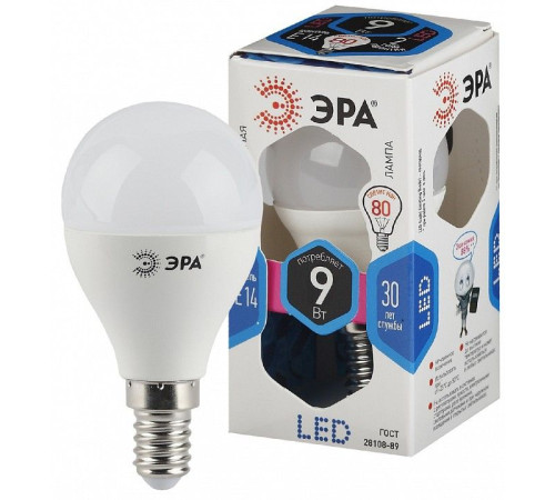 Лампа светодиодная Эра Стандарт LED P45-9W-840-E14