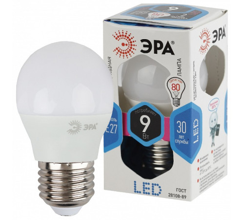 Лампа светодиодная Эра Стандарт LED P45-9W-840-E27