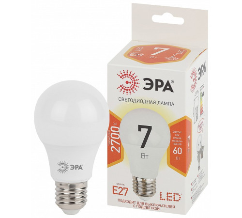Лампа светодиодная Эра Стандарт LED A60-7W-827-E27