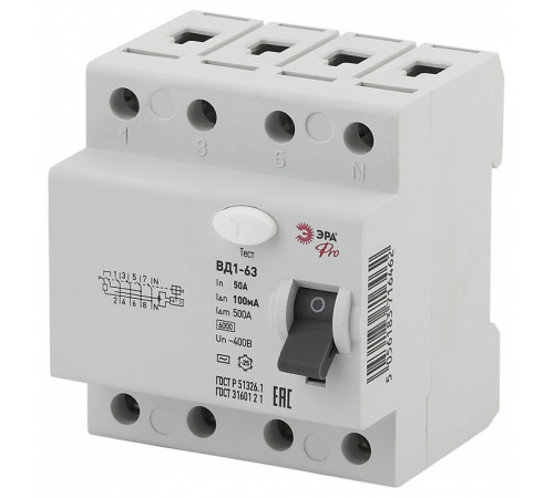 Устройство защитного отключения 4P Эра ВД1-63 NO-902-71