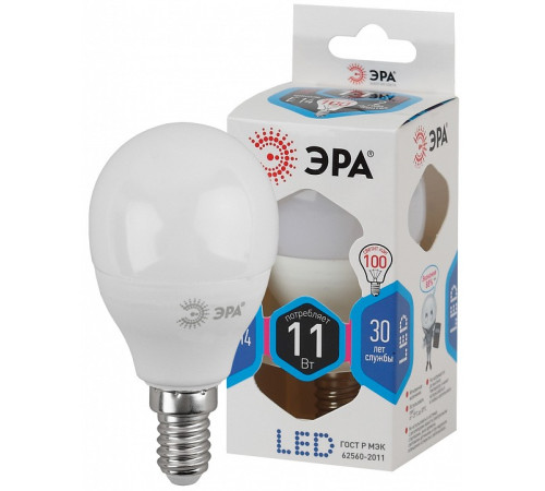 Лампа светодиодная Эра Стандарт LED P45-11W-840-E14