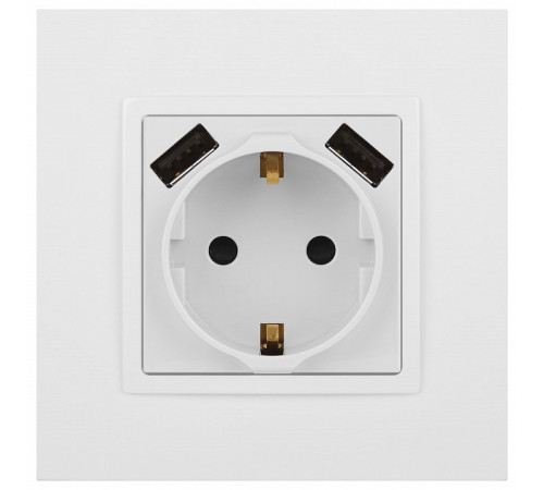 Розетка с заземлением и со шторкой и 2хUSB, без рамки Эра Эра Elegance 14-4109-01