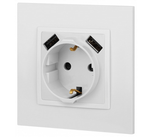 Розетка с заземлением и со шторкой и 2хUSB, без рамки Эра Эра Elegance 14-4109-01