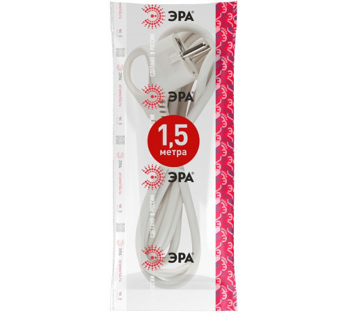 Сетевой провод ЭРА U-3x1-1,5m-W 3x1 мм² 1.5 м белый U-3x1-1,5m-W