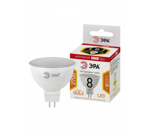 Лампа светодиодная Эра LED MR16-8W-12V-827-GU5.3
