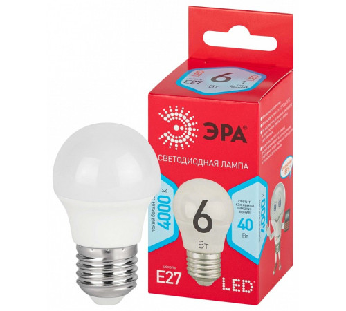 Лампа светодиодная Эра LED P45-6W-840-E27 R