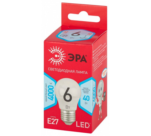 Лампа светодиодная Эра LED P45-6W-840-E27 R