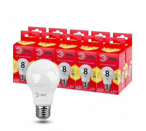 Лампа светодиодная Эра LED A55-8W-827-E27 R