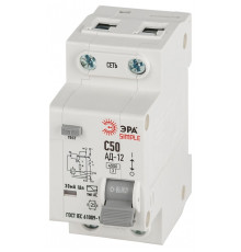 Дифференциальный автоматический выключатель электронный 1P+N Эра АД-12 D12E2C50AC30