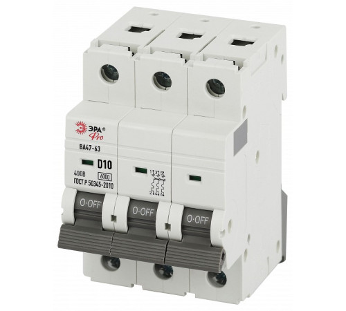 Автоматический выключатель 3P Эра ВА47-63 VA63-3P10D6