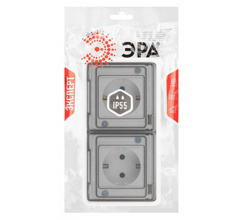 Розетка с заземлением с крышкой Эра Эра Эксперт 11-2523-01