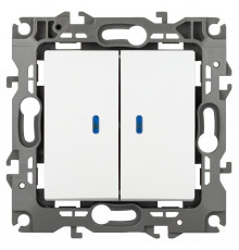 Выключатель двухклавишный с подсветкой без рамки Эра Эра 12 12-1105-01М