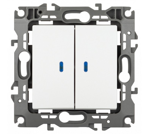 Выключатель двухклавишный с подсветкой без рамки Эра Эра 12 12-1105-01М