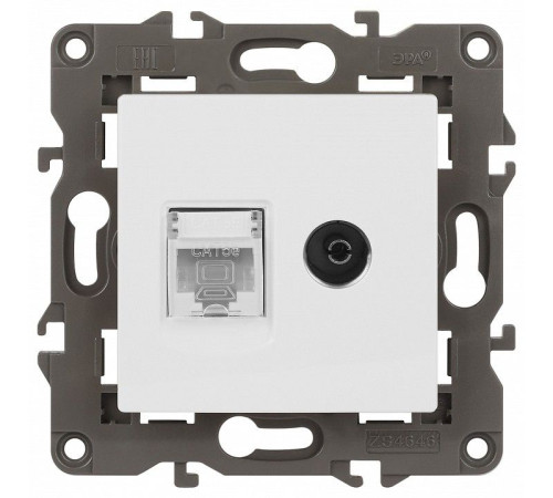 ТВ-розетка и розетка Ethernet RJ-45 без рамки Эра Эра Elegance 14-3110-01М