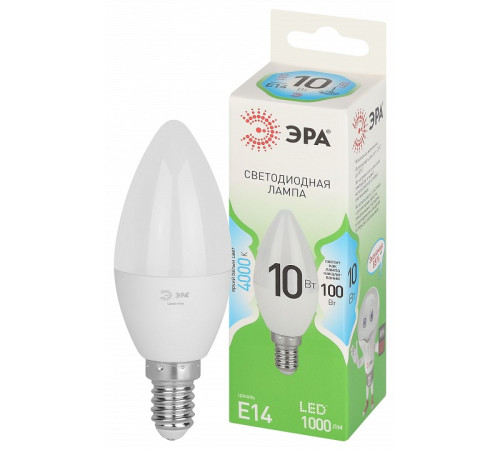 Лампа светодиодная ЭРА Green Line Свеча B35 10 Вт E14 4000 К LED B35-10W-840-E14 GL