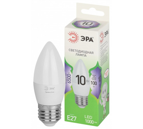 Лампа светодиодная ЭРА Green Line Свеча B35 10 Вт E27 6500 К LED B35-10W-865-E27 GL