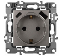 Розетка с заземлением и со шторкой и 2хUSB, без рамки Эра Эра 12 12-4108-16